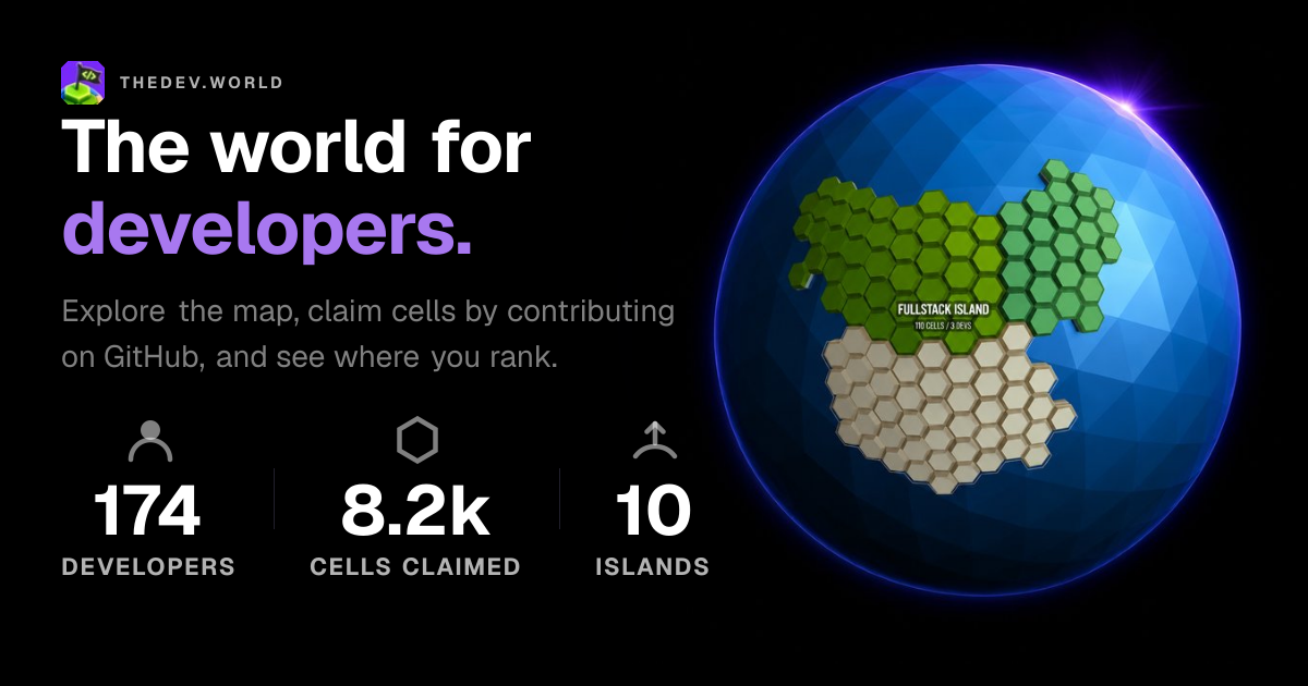 Every GitHub developer gets their own territory on a shared dev planet (thedev.world)